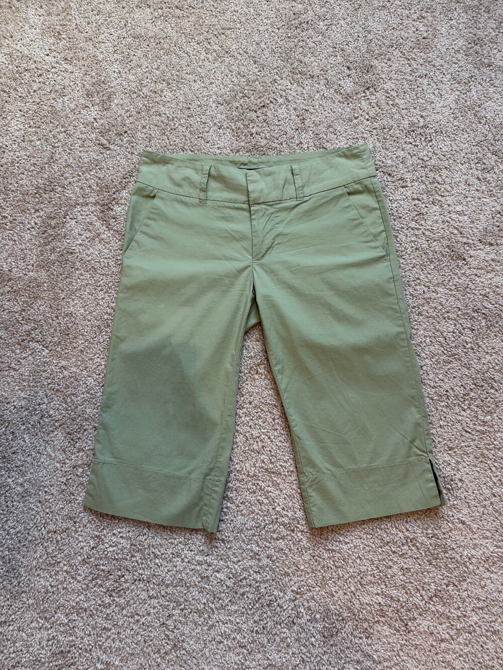 Billy Blues Sage Green Cropped Capri Pants Women's Size 3/4 Stretch Y2K Coastal